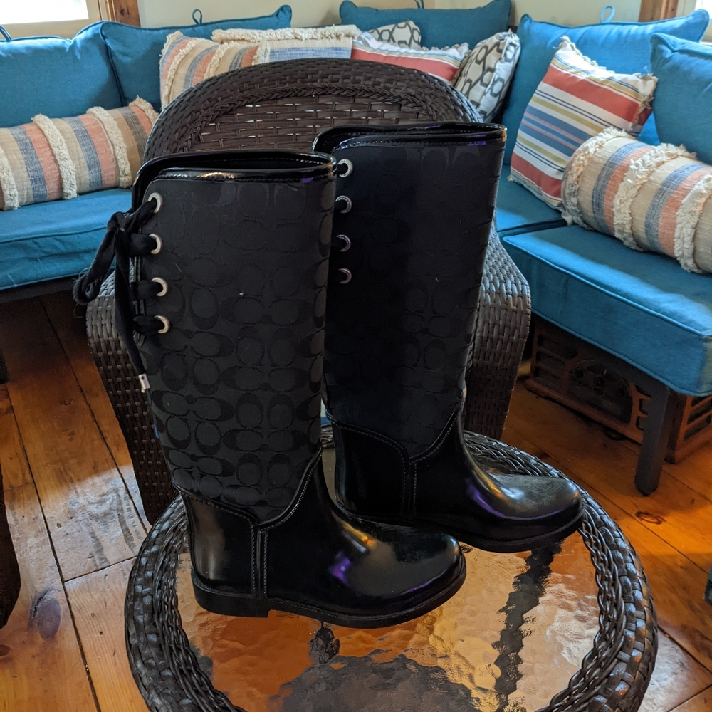 Coach Black tristee rain boots